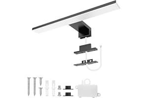 Aourow Lampara Espejo Baño 5W,300mm 500lm,Blanco Neutral Aplique Luz Espejo Baño 4000K y Resistente al Agua IP44 Lámpara de Espejo Baño LED para baño y Armario con Espejo CLASE II(Negro)