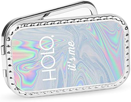 Vanity Mirror, Natural Light Personlized Pocket Makeup Mirror Double Sides with 2x Magnification and 1 True View Mirror Perfect for Travel - Holo