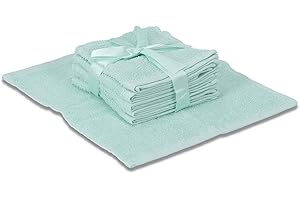 Casatessile Lavette Colorate Set 6 Pezzi 30x30 cm Lavette Bagno 30x30 per Neonato o Ospiti - Verde Acqua