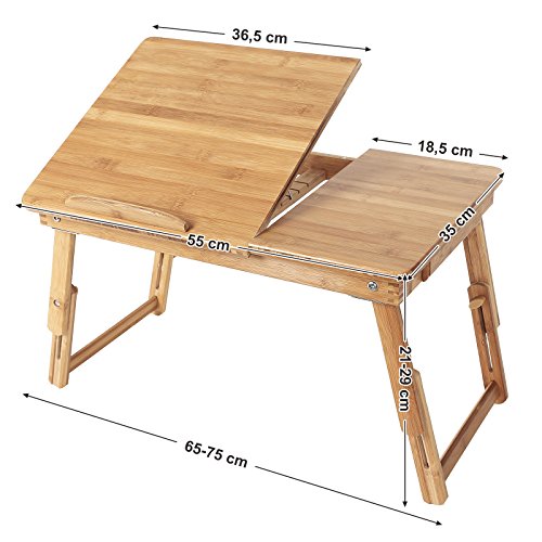 Songmics Laptoptisch Notebooktisch Betttisch Lapdesk 35 x55 x 29 cm für bis 17 Zoll Laptops aus Bambus höhenverstellbar Klappbar Betttablett Frühstückstablett LLD01N - 7