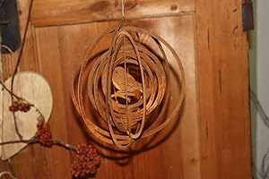 Rostikal Carillon à vent avec oiseau - 18 cm - Décoration de jardin vintage - Rouille - Décoration à suspendre