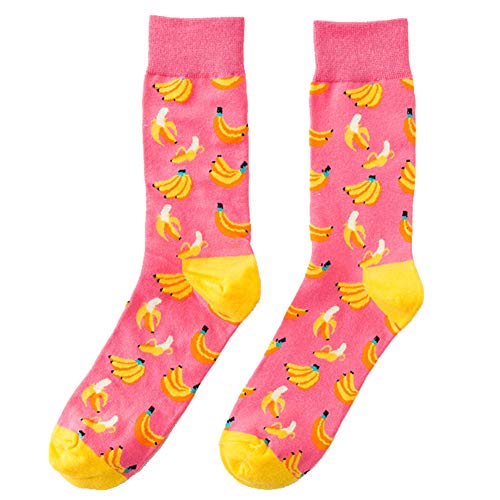 Oottati 1 Pair Homme Eu 40-47 Chaussette Skateboard Coton Banane Rose Jaune KM-007