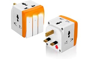 LUCKYMORDEN UK Type-G Multi Plug Adapter, 13A, 3 Pin Universal Socket with Individual Switch, Travel Plug Converter