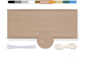 MEEYI Frangi-Vista, Frangi-Vista Giardino 60x500cm Telo Frangivento per Balconi Impermeabile，per Balcone Giardino Terrazza,Viene Fornito, con Fascette per Cavi E Fune Occhielli Colore Sabbia