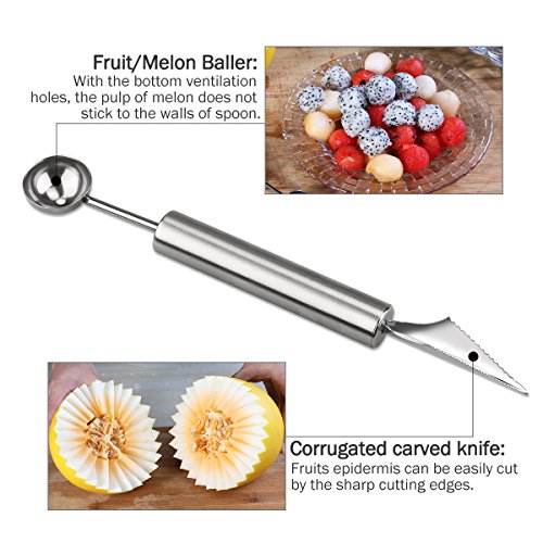 OUNONA Wassermelonen Messer Edelstah und Doppelzweck Melonenausstecher(Orange) - 2