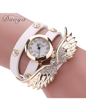 Armbanduhren Jamicy® Armbanduhr Damen Mode Lässig Elegantes Armband Leder Engel Flügel Diamant Quarz Outdoor Business...