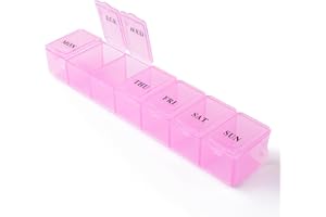 DECEMBER SPRINGS Pill Box Organiser - Pill Boxes 7 Day 1 Times a Day Weekly Medicine Storage Box | Daily Pill Organiser with Dosset Compartments (Pink)