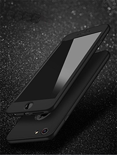 Qissy Carcasa iPhone 7plus  360 Todo Incluido TPU Silicona Flexible Anti-Scratch Anti-Huella Dactilar a Prueba de Choque Suave Protective Case Cover Skin para iPhone 7P 5 5    Negro 