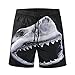 Produktbild Kurze Hose Kordelzug,Pottoa Beiläufiger 3D Haifisch der Männer druckte Strand Arbeits zufällige Männer kurze Hosen kurze Hosen Cargo Bermuda Short für Herren Training Shorts (Schwarz 2#, M)