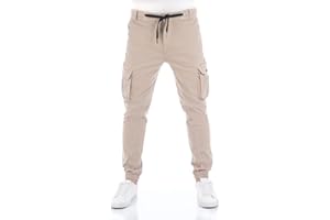 riverso RIVHanno - Pantalones Cargo para Hombre, Corte Regular, Pantalones de Ocio, de algodón, Bolsillos elásticos, Color Negro, Verde, Beige, Oliva, w30 - w42