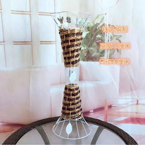 JRFBA Rattan Iron Wood Imitation Ceramic Vase Flower Vase Decorated Living Room Floor Home Furnishing Flower Ornaments,G