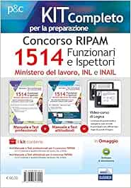 Kit Completo Per Il Concorso Ripam 1514 Funzionari E Ispettori Nel Ministero Del Lavoro Nell Inl E Nell Inail Manuale E Test Per La Prova Preselettiva Con Software Di Simulazione Iodice Carla Amazon It Libri