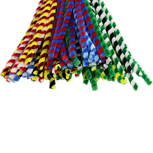 Pfeifenputzer im 100er Pack ✓ Biegeplüsch-Set 50cm lang | Ø 9mm dick ✓ Pfeifenreiniger sind bunt gestreift ✓ herrliche Figuren mit dem Basteldraht basteln ✓ großer Bastelspaß mit Kindern beim Biegen vom Chenilledraht | trendmarkt24 - 22709