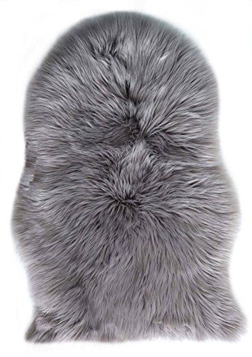 Fell Schaffell Lammfell Imitat Kunstfell Dekofell in 55X80 cm Öko Tex bei 30 Grad waschbar (hell grau)
