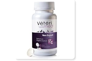 Vermifuge Chiens Vétérimed - Antiparasitaire Interne Français - Comprimés Vermifuges Appétants pour Chiens - Hygiène Intestinale Fabriqué en France (15 comprimés)