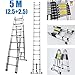 Produktbild Neueste 5 m Klapptritt Teleskop Leiter ein Rahmen Fischgrätenmuster Verlängerungskabel 2,5 + 2,5 m Mehrzweck tragbaren Kit für Home Loft Garten Dachgeschossleiter
