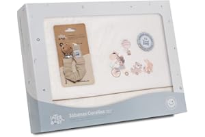 mibebestore Sabanas de Invierno CORALINA Extrasuave Cuna 60x120 - (Bajera+encimera+Funda Almohada) - Color: Beige - Oferta
