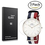 Youniker 3 (Daniel Wellington 0103dw Displayschutzfolie aus gehärtetem Glas, Daniel Wellington Herren Armbanduhr 0103dw Folie 9H Härte, 0,3 mm dünn, kratzfest, blasenfrei