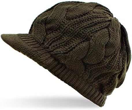 Distressed, cap, slouch cap, woollen hat with peak -  Green - One size