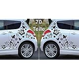 Folienaufkleber/Autoaufkleber Set ***Hibiskus Blumen & Schmetterlinge oder Sterne - Komplettset*** - (Design,Größen und Farbauswahl)