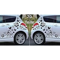 Folienaufkleber/Autoaufkleber Set ***Hibiskus Blumen & Schmetterlinge oder Sterne - Komplettset*** - (Design,Größen und Farbauswahl)