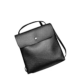 UFACE Litchi Farbband Mit UmhäNgetasche Frauen Dame Leder Schultaschen Schulter Rucksack Schulrucksack Bauscht Sich Reise (Schwarz)