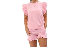 BESTITALIANUK Womens Plain Peplum Frill Sleeve Top Shorts Co ord Set New Ladies 2PCS Tracksuit Plus size 8-22 UK