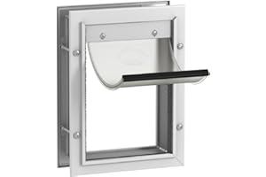 Hakuna Pets Deluxe Haustier-, Katzen- und Hundetür aus Aluminium mit 2-Wege-Verriegelung für Bildschirme, Türen und Wände bis zu 7,1 cm Dicke, klein, weiß