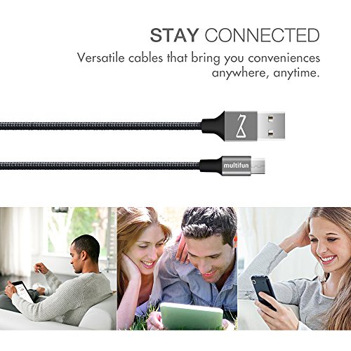 [3 Pack: 30cm/180cm/300cm]Version Micro USB auf USB Kabel[ Lebenslange Garantieserie],multifun High Speed USB 2.0 A Stecker Datenkabel Extra Langes Nylon Braided Anschlusskabel auf Micro B für Android Samsung HTC Motorola Nokia LG HP Sony Blackberry und mehr - 5
