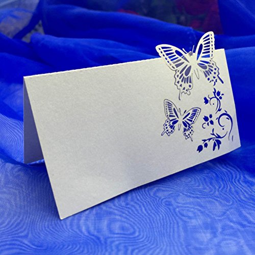 ROSENICE 50 Stück Tischkarten Schmetterlings Blume Hochzeit Dekoration Tischdekoration Namenskarten Platzkarten - 2