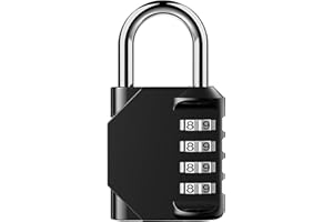 BeskooHome Code Padlock, 4 Digit Outdoor Waterproof Resettable Combination Padlock for School Gym Locker, Shed, Cabinet, Tool Box, Garage, Gate, (1 Pack Black)