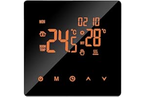 CASLANT Termostato WiFi per Caldaia a Gas,Termostato intelligente Alimentare dal corrente 220v Schermo LCD Touch Button Programmabile con Alexa e Telefono APP (Arancione) …