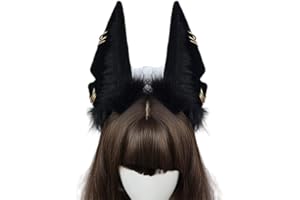 BUHIM Anubis Cosplay Schakal Dame Wolf Ohren Fuchs Ohren Punk Stil Tier Cosplay Ohren (Gold Ring Schwarz)