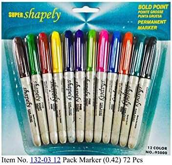 NEW 12PC 12 PC PEICE PERMANENT COLOUR BOLD FINE POINT MARKER PEN ARTIST TATTOO PIERCE CD DVD DRAWING MARKERS PACK OF 12