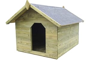 Tidyard Cuccia per Cane da Esterno di Taglia Grande XL, Tetto Apribile Legno - Nuova - Impregnato, Resistente Urti e Raggi UV, Sistema di Drenaggio FSC Verde 105,5 x 123,5 x 85 cm