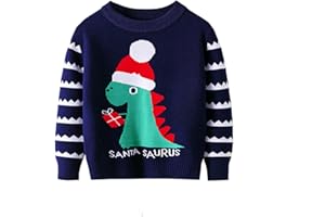BABSUE Kinder Rundhals Christmas Sweater Pullis Jungen Weihnachten Elch Dinosaurier Weihnachtspullover Strickjacken Winter Langarm Sweater Sweatshirt Pulli