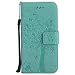 Produktbild Mioc HTC One M9 Handyhülle, Hülle mit Prägung aus geprägtem Craft Baum und Katze, Premium PU Leder Brieftasche Magnet Flip Hülle mit Kartenslots, Grün