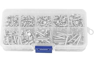 HILILAND Rivets Pleins, 450pcs Rivets Pleins à Tête Plate en Aluminium Rivets M2.5 Multi-Tailles 3/4/5/6/8/10/12/16/20 mm