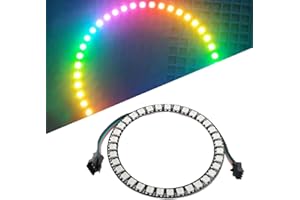 Sparkleiot WS2812 - Anneau LED adressable 35 bits avec câble connecteur SM2.54-3P, DC5V WS2812B 5050 RGB LED avec driver intégré Pixels contrôle individuel pour Arduino ESP8266 Nodemcu