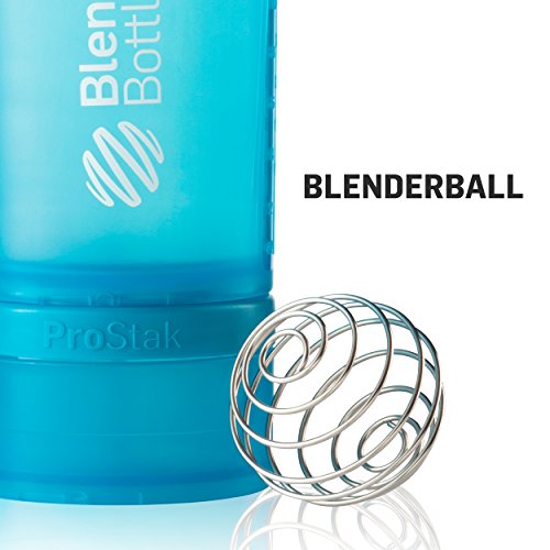 BlenderBottle Prostak Protein Shaker / Diät Shaker (650ml, skaliert bis 450ml, mit 2 Container 150ml & 100ml, 1 Pillenfach) Orange - 3