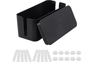 AWBEOT Scatola Cavi, Scatola di Gestione dei Cavi, Scatola Portacavi, Scatola Nascondi Cavo, Organizzatore Raccogli Cavo, Materiale PP Isolante (Nera, Media)