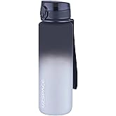 Uzspace 1000ml B&uuml;y&uuml;k Boy Soft Touch &Ccedil;ift Renk Motivasyon Tritan Su Matarası (Siyah-Beyaz)