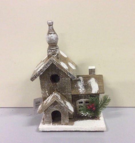 Shades 30cm Wooden Church Brown LED Lit Batt-Op Christmas Decoration