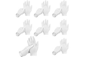 ANOMM 8 par białe rękawice robocze,rękawiczki nawilżające,bawełniane ochronne rękawiczki do obchodzenia się z monetami i oglądania biżuterii