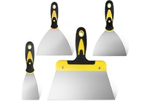 4st-delat spackelset, gipsspatelverktyg, spackel (2/4/6/8 tum) | skrapa, målarspatel i rostfritt stål med plasthandtag, palettkniv, skrapa