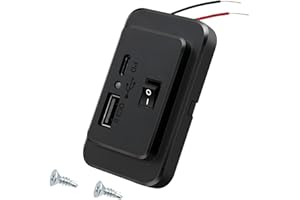 Giantdeer Presa di Ricarica Rapida PD+QC3.0 Dual USB, Presa Camper USB C di Tipo C con Interruttore ON/OFF, Presa Auto PD2.0 Type-C e USB QC3.0, per 12V~26V Auto Bus ATV Camion Marini