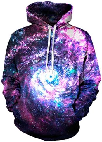 Caladele Men/Women 3D Sweatshirts With Hat Digital Print Space Galaxy Hoodies Hip Hop Hoody S