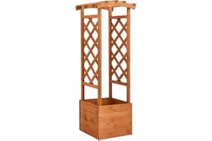 vidaXL Jardinière à Treillis avec Arche Pot de Fleurs Bac à Plante Pot de Plante Jardin Patio Terrasse Extérieur 49x39x130 cm Bois de Sapin