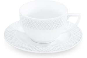 WILMAX ENGLAND Wilmax | Set di tazze da cappuccino | tazze con piattini 6 pezzi | servizio da caffè e servizio da tè | tazze da caffè | per tè | per dessert | set regalo | bianco | 170 ml