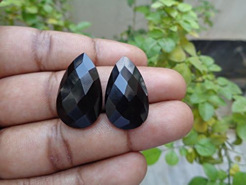 Faceted Genuine Black Spinel Teardrop Briolette, 2 Stones Listing, Jewelry Making Supplies Wholesale